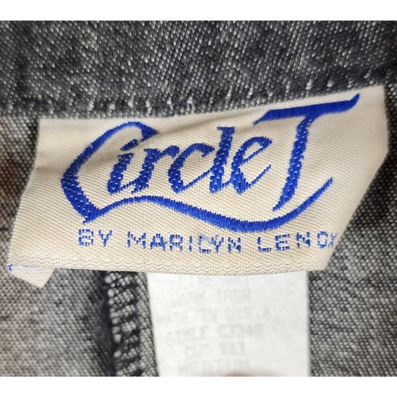 Circle T by Marilyn Lenox Shirt Womens Medium Gray Western Vintage Made In USA - Picture 3 of 12